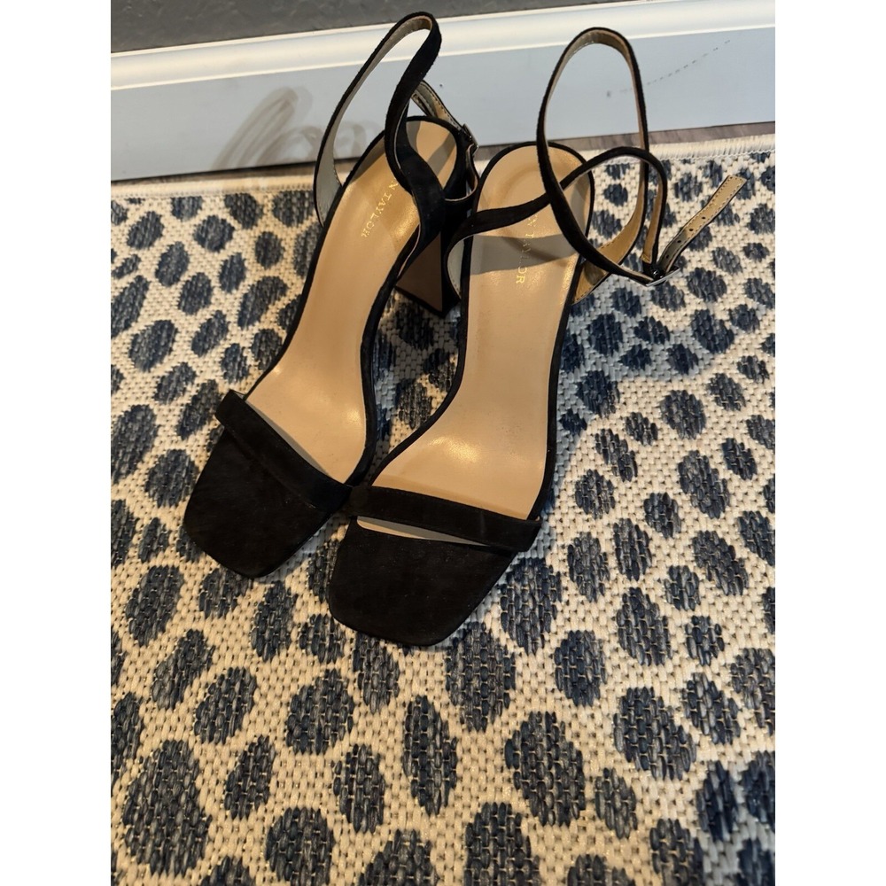 Ann Taylor Velvet Block Heel Sandals Black 7.5 - Picture 1 of 4